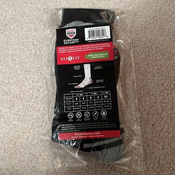 Pocket Socks Crew Everyday Security Black - Picture 2 of 2